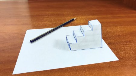 3д лестница на бумаге