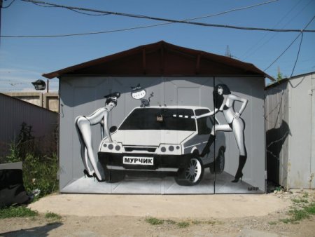 Рисунки на воротах гаража