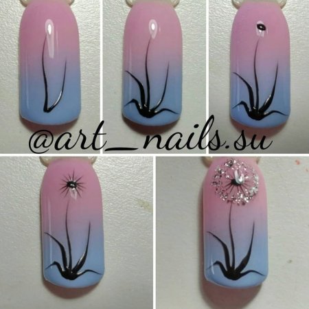 Рисунки на ногтях акварельными красками