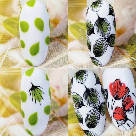 Несложные цветы на ногтях