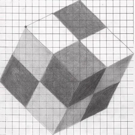 Объёмные фигуры по клеточкам в тетради