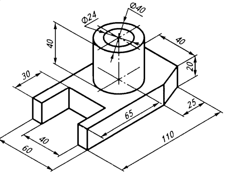 Изометрическая проекция детали опора сталь