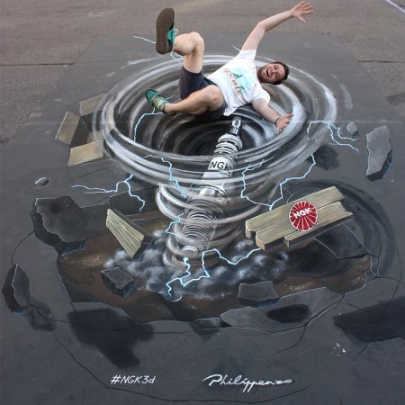 Трехмерные картины на асфальте