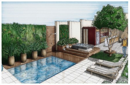 Ландшафтный проект с бассейном