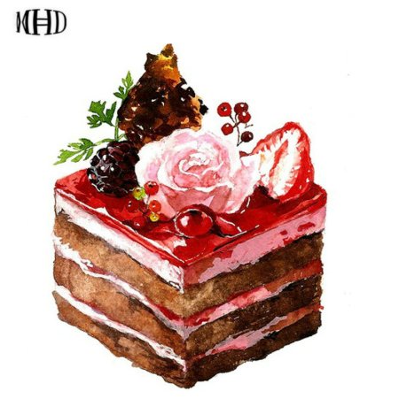 Акварельный кусочек торта