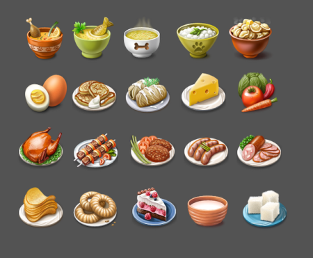 Векторные иконки еды
