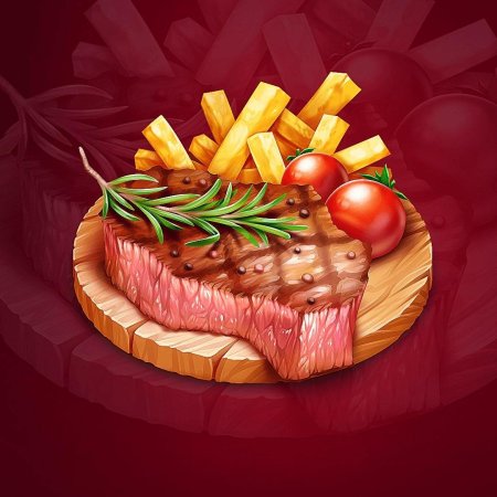 Стейк арт иллюстрация