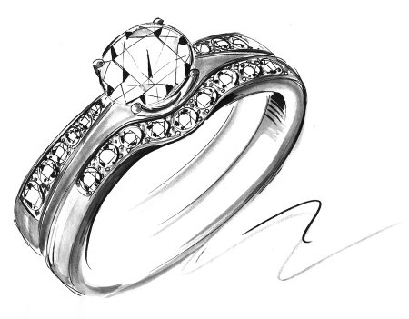 Эскиз кольца с бриллиантом