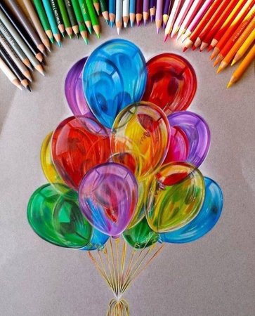 Рисование цветные шары