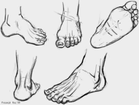 Стопа человека карандашом