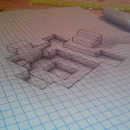 Рисование объемных фигур по клеточкам