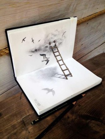 Объёмный рисунок на бумаге