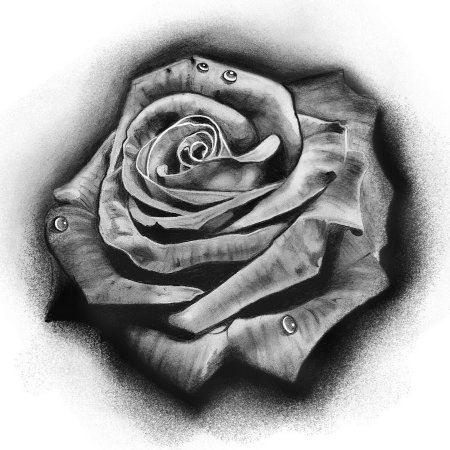 Роза тату черно белая