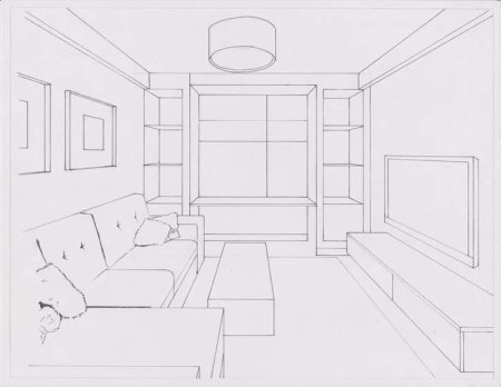 Рисование интерьера комнаты