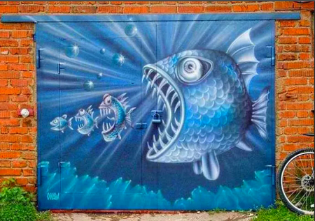 Гаражные ворота аэрография