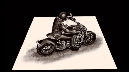 На мотоцикле 3д иллюстрация