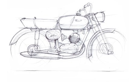 Мотоцикл Урал карандашом