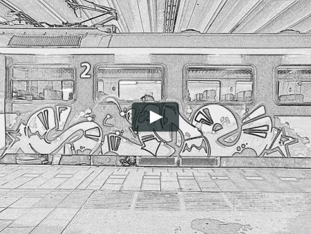 Поезд граффити скетч