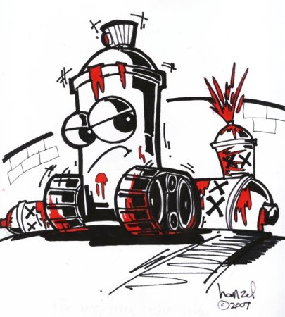 Поезд в стиле граффити рисунок