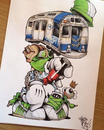 Поезд граффити скетч