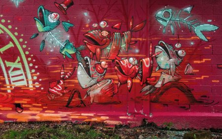 Красно белое граффити