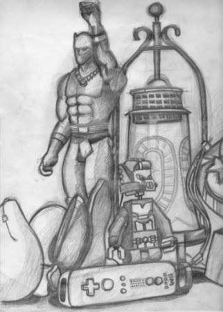 Натюрморт граффити карандашом