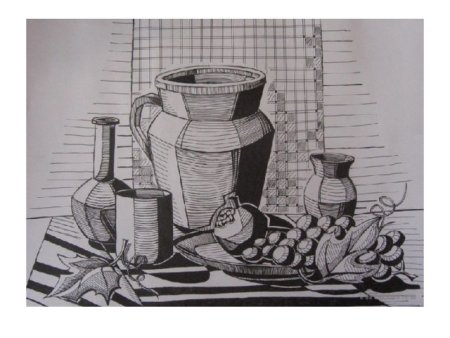Декоративный натюрморт карандашом