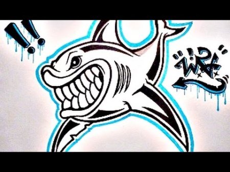 Акула граффити рисунок карандашом