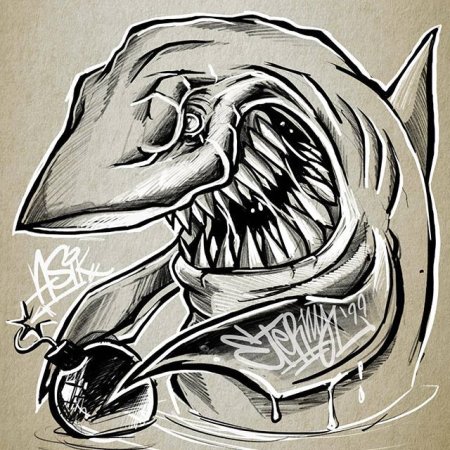 Скелет акулы тату