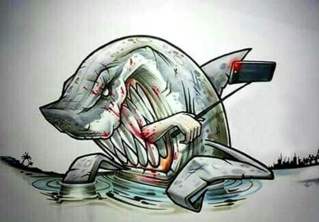 Граффити скетч акула