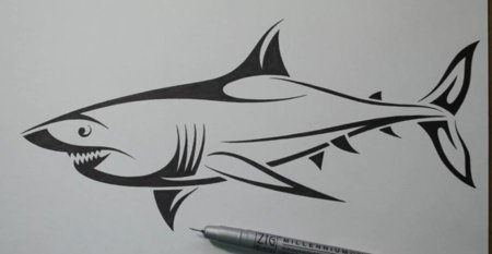 Тату ручкой акула