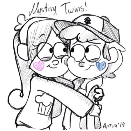 Гравити Фолз для срисовки Мэйбл и Диппер