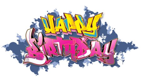 Надпись с днем рождения в стиле граффити