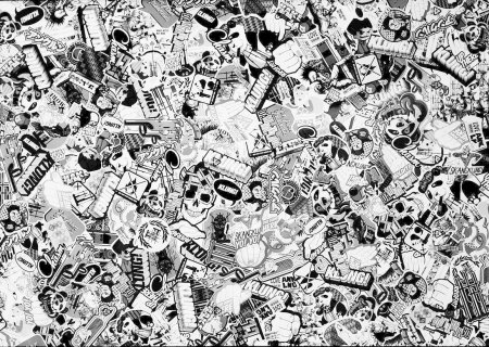 Стикербомбинг черно белый