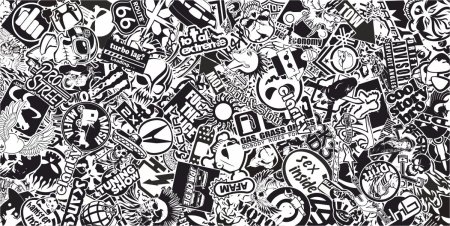 Стикербомбинг черно белый