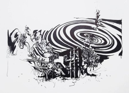 Абстракция черно белая Графика