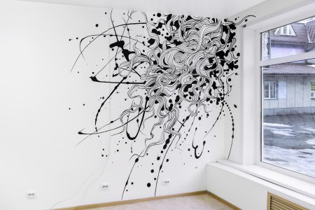 Роспись стен черно белая