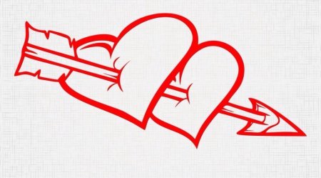 Два сердечка со стрелой
