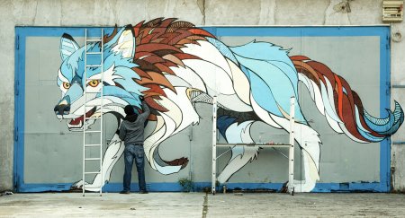 Волк граффити