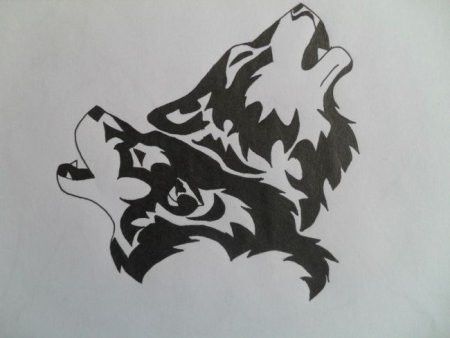 Волк черным маркером