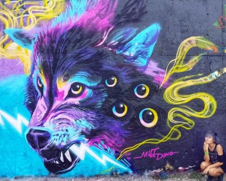 Волк граффити