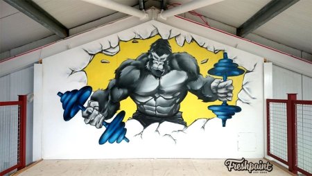 Граффити на стенах спортзалов