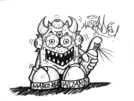 Нарисовать граффити монстра