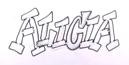 Граффити имя Настя карандашом