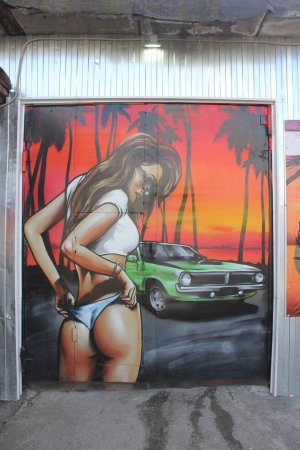 Роспись стен в автосервисе