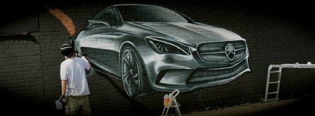 Граффити машины на кирпичной стене