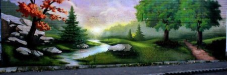 Граффити на стене пейзаж