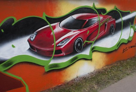 Роспись на стене автомобиль