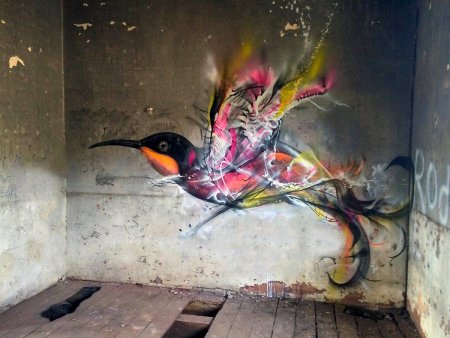 Граффити птица арт