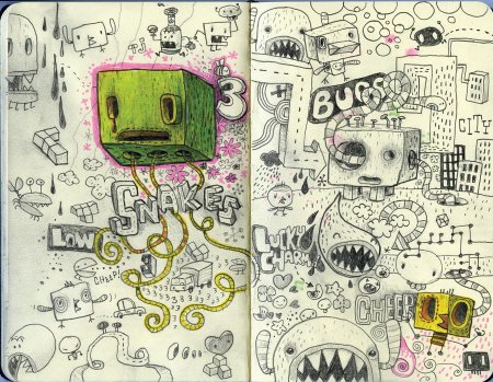 Рисунки в скетчбук в стиле дудлинг